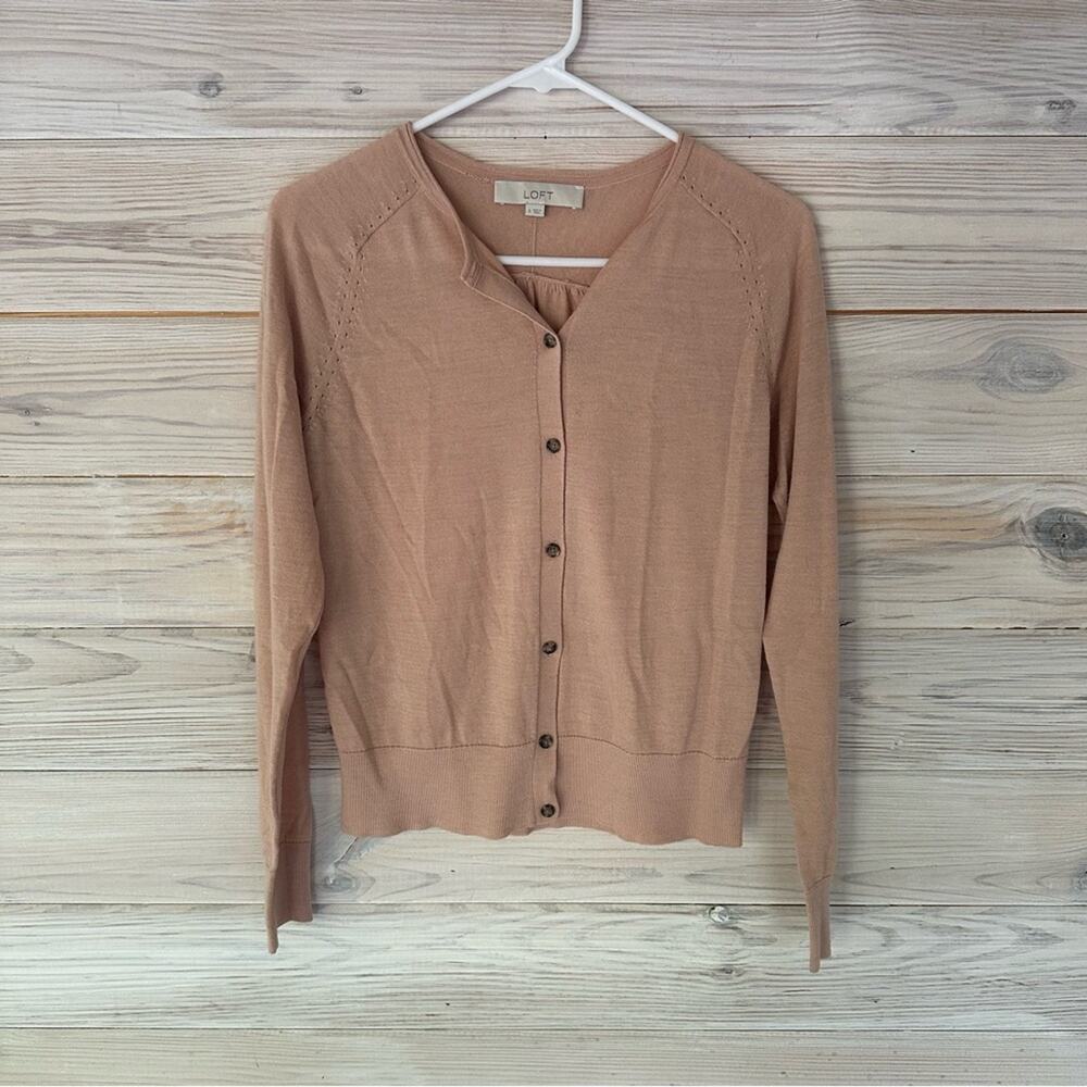 LOFT Peachy Cream Cardigan Size Small